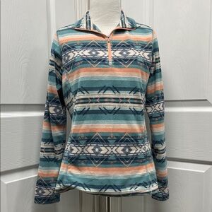Eddie Bauer Multicolor Aztec 1/4 Zip Fleece Pullover Small